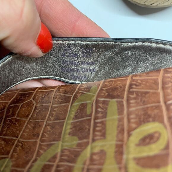 Sam Edelman Tanya Cork Wedge Sandals Women Size 6.5 Black Brown Thong Flip Flops - Picture 9 of 11